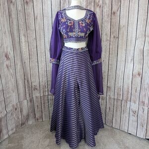Purple Crop Top Palazzo Set | Indo-Western